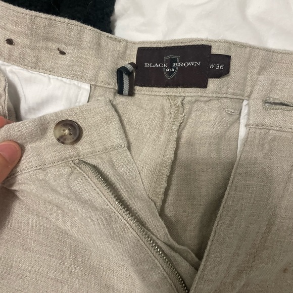 Black Brown Linen Shorts - Picture 2 of 4